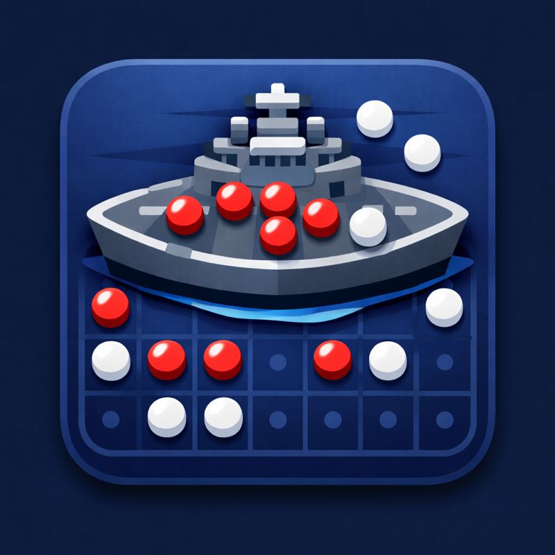 Battleship artwork with a warship over a targeting grid