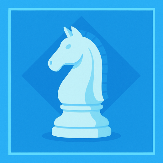 White chess knight on a blue background