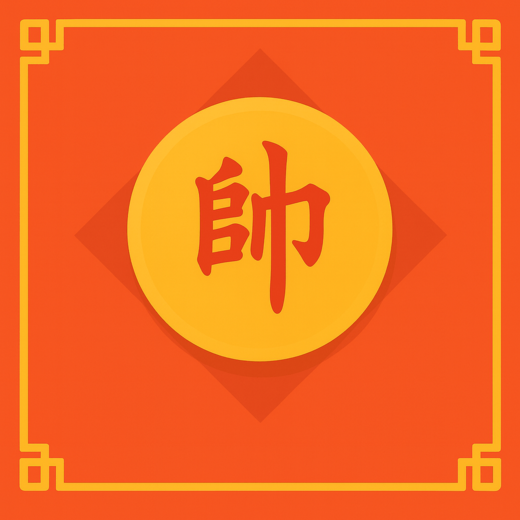 Chinese Chess general piece on an orange background